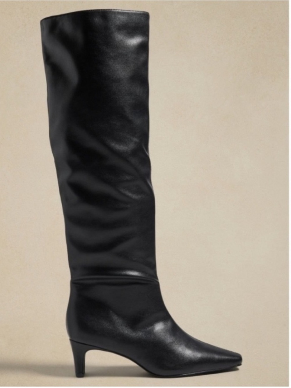 Banana Republic Tall Slouch Boots Vegan Leather Black 8